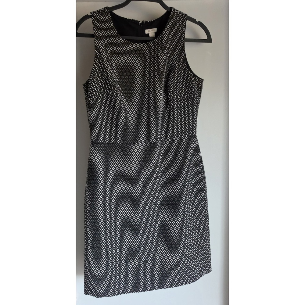 J.Crew Sleeveless Polka Dot Shift Dress Size 4 Black White Work Workwear
